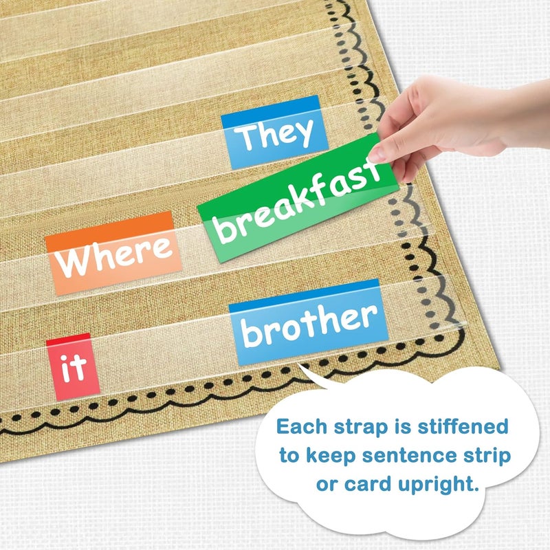 Eamay Standard Pocket Charts, Clear 10 Pocket Chart for Teacher Lessons in a Classroom or Home Use – Fits Standard 3” Sentence Strips and Word Cards, Brown - Image 3